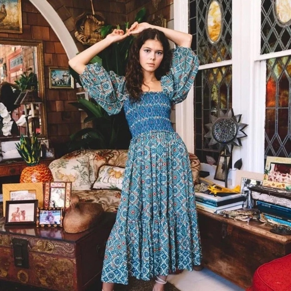 Cara Cara | Moroccan Tile Teal Jazzy Dress